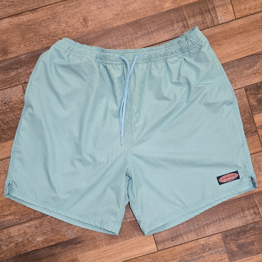 Vineyard Vines Aqua Striped Men Swimwear Swim Trunks.